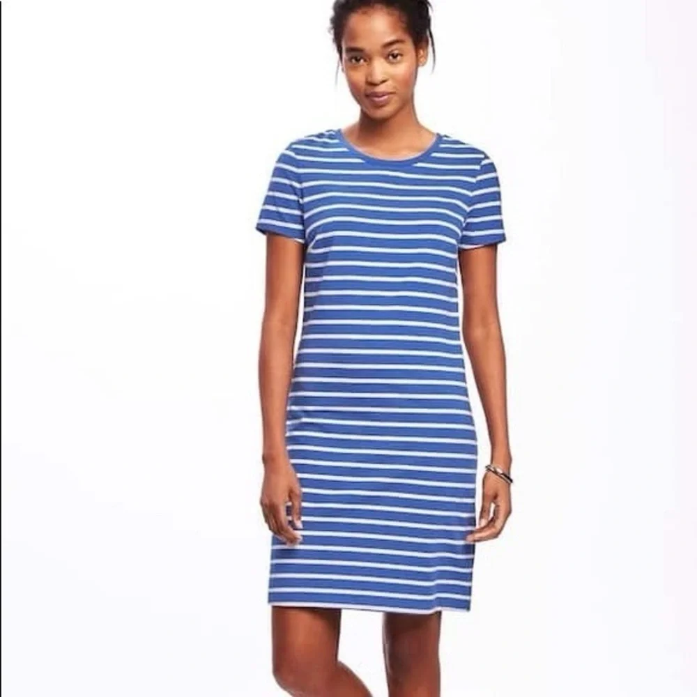 old navy blue and white striped dress Old Navy Women's Blue and White Striped Dress, Size
